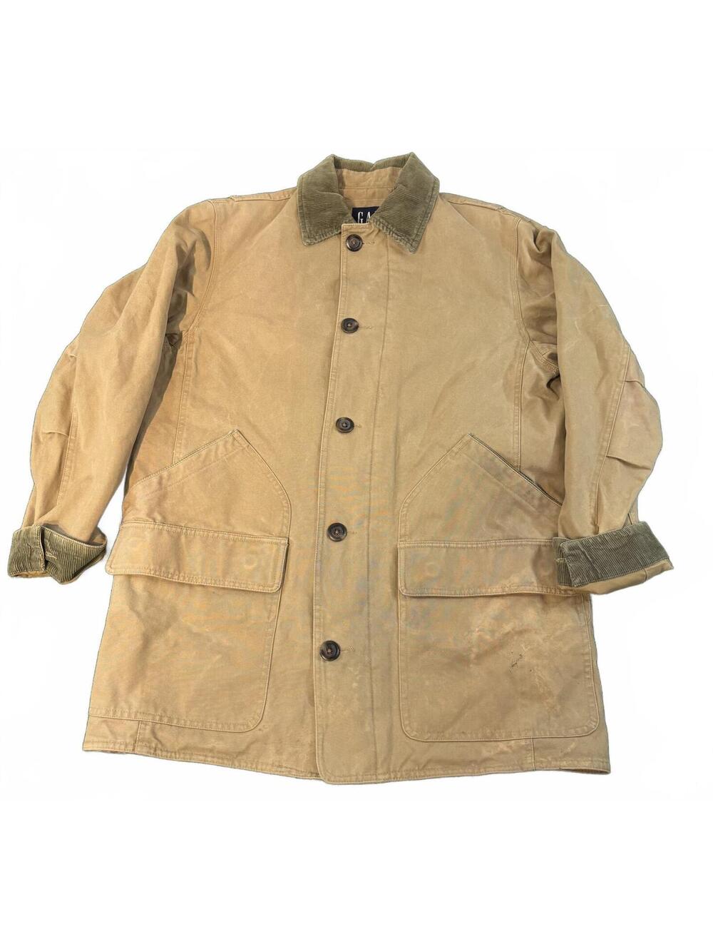 GAP Tan Cotton Utility Jacket with Corduroy Collar Size Small
